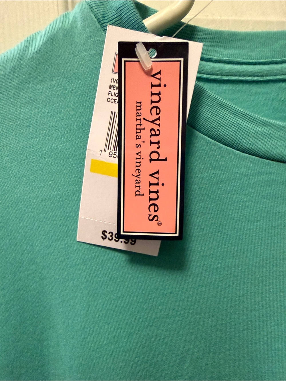 Vineyard Vines Teal Long Sleeve Pocket Tee with Beer Glass Patch - Picture 5 of 5